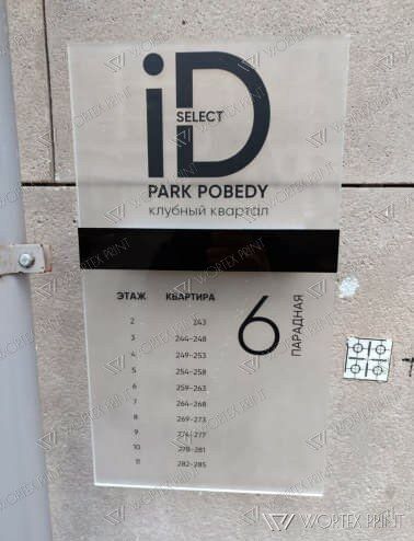 Навигационные таблички для жилого комплекса iD Park Pobedy